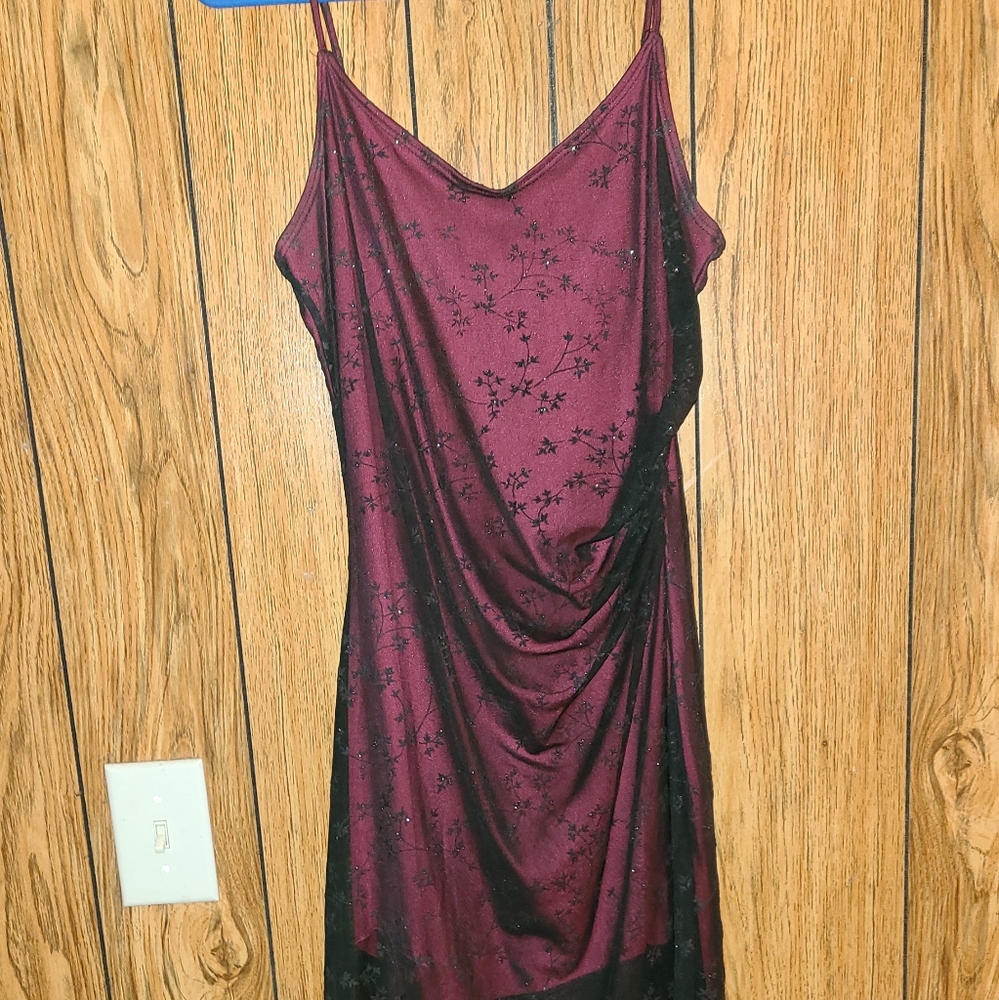 Taboo Red dress with sparkly flower overlay size L